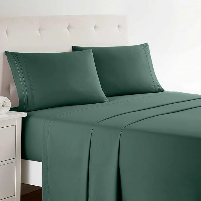 Practical Clara Clark Bed Sheets Premier 1800 Series Bed Sheet Set Deep Pocket Wrinkle Fade Stain Resistant Luxury Soft Bedding Sheets amp Pillowcases Queen Forest Green