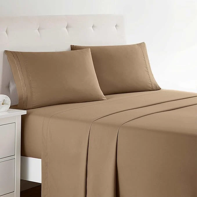 Unique Clara Clark Bed Sheets Premier 1800 Series 4 Piece Bed Sheet Set Deep Pocket Wrinkle Fade Stain Resistant Luxury Soft Bedding Sheets amp Pillowcases Twin-XL Mocha Brown Stylish