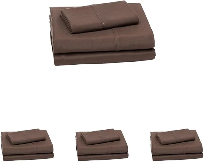 Functional Amazon Basics Lightweight Super Soft Easy Care Microfiber 3-Piece Bed Sheet Set with 14-Inch Deep Pockets Twin XL Solid Chocolate Pack of 4 User-Friendly