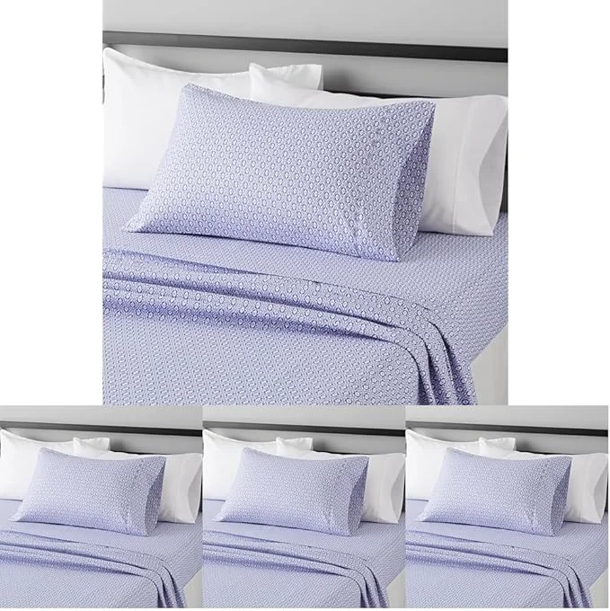 First-Class Amazon Basics Lightweight Super Soft Easy Care Wrinkle Microfiber 3 Piece Bed Sheet Set with 14-Inch Deep Pockets Twin Blue Damask Printed Kids Men amp Women Bedding Pack of 4 Convenient