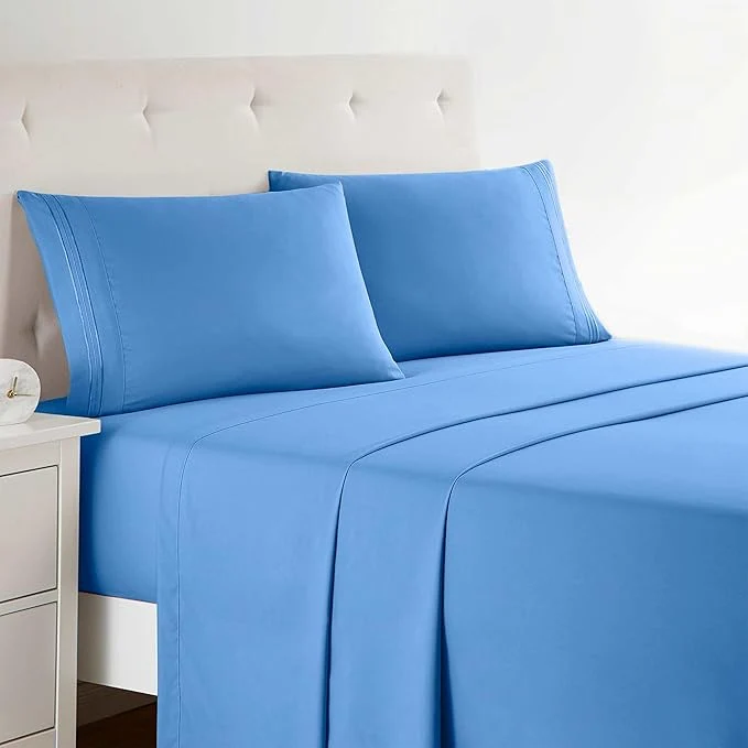 First-Class Clara Clark Full XL Bed Sheet Set – Wrinkle Fade Stain Resistant Deep Pocket Sheets – Luxury Soft Bedding Sheets amp Pillowcases Full XL Calm Blue Verified