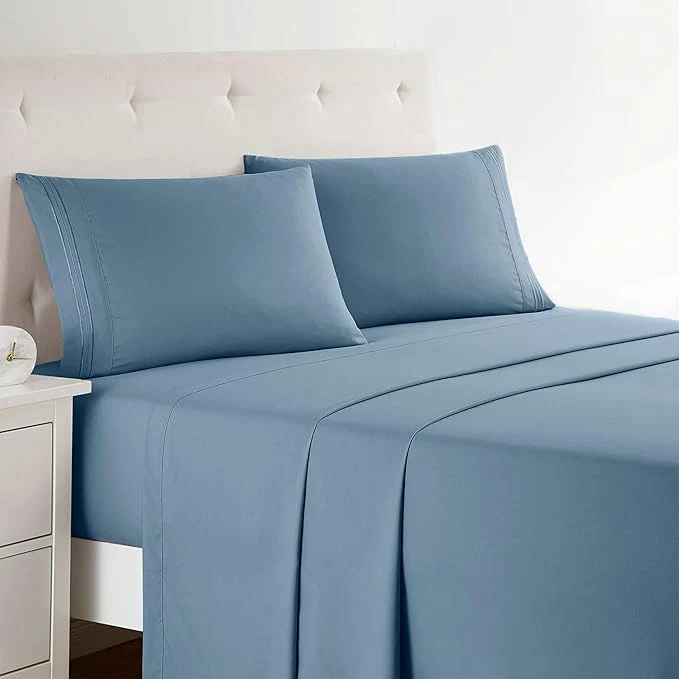 Relaxed Clara Clark Bed Sheets Premier 1800 Series Bed Sheet Set Deep Pocket Wrinkle Fade Stain Resistant Luxury Soft Bedding Sheets amp Pillowcases Full Stone Blue Premium Material