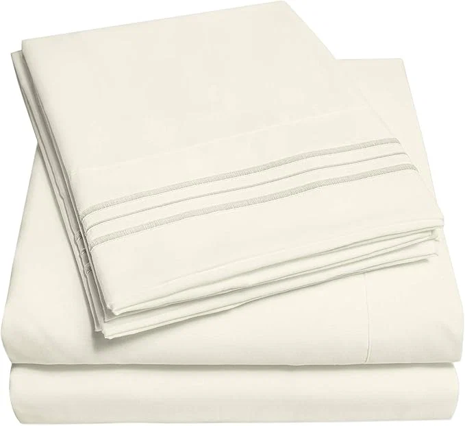 Convenient 1500 Supreme Collection Extra Deep Pocket Sheets Set – Luxury Soft Bed Sheets Wrinkle Bedding Over 40 Colors 21 inch Extra Deep Pocket Full Ivory Exclusive