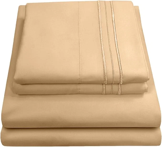 Convenient Twin Sheets – Breathable Luxury Sheets with Full Elastic amp Secure Corner Straps Built In – 1800 Supreme Collection Extra Soft Deep Pocket Bedding Set Sheet Set Twin Camel Environmentally Friendly