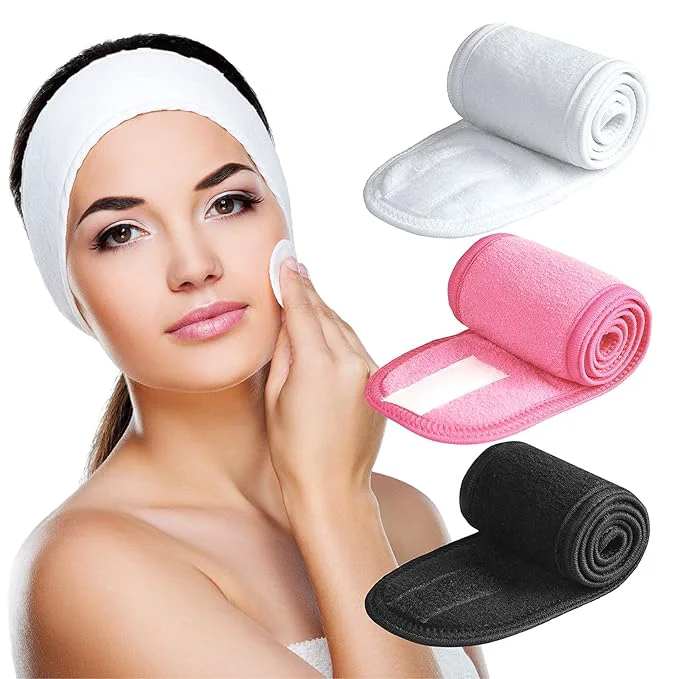 Fast Denfany Spa Headband 3 Pack Ultra Soft Adjustable Face Wash Headband Green