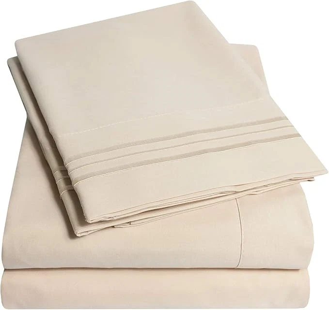 Green 1500 Supreme Collection Extra Deep Pocket Sheets Set – Luxury Soft Bed Sheets Wrinkle Bedding Over 40 Colors 21 inch Extra Deep Pocket King Beige Breathable
