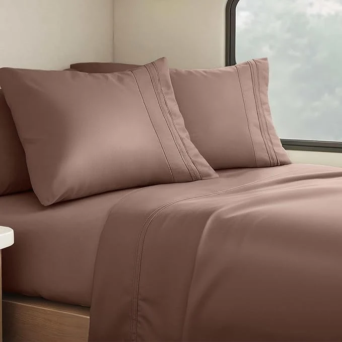 High-Performance Clara Clark Bed Sheets Premier 1800 Series 4 Piece RV Queen Sheet Set Luxury Soft Sheets for RV Bunks Short Queen – Chocolate Brown Convenient