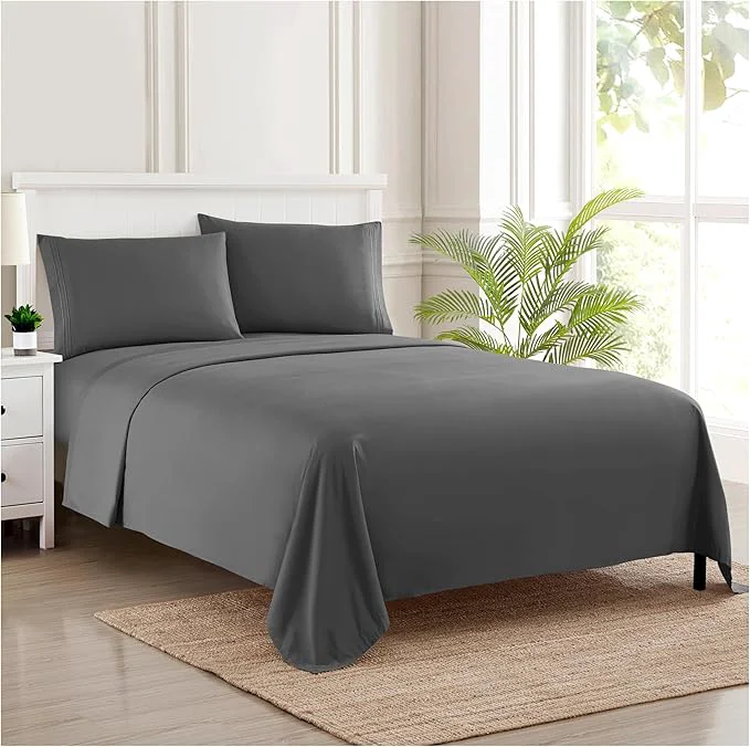 Fast Twin XL Sheets – Breathable Luxury Sheets with Full Elastic amp Secure Corner Straps Built In – 1800 Supreme Collection Extra Soft Deep Pocket Bedding Set Sheet Set Twin XL Gray Next-Generation