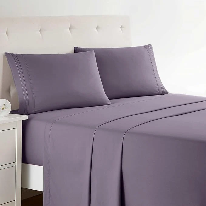 Official Clara Clark Bed Sheets Premier 1800 Series Bed Sheet Set Deep Pocket Wrinkle Fade Stain Resistant Luxury Soft Bedding Sheets amp Pillowcases Twin Grayish Purple Reliable