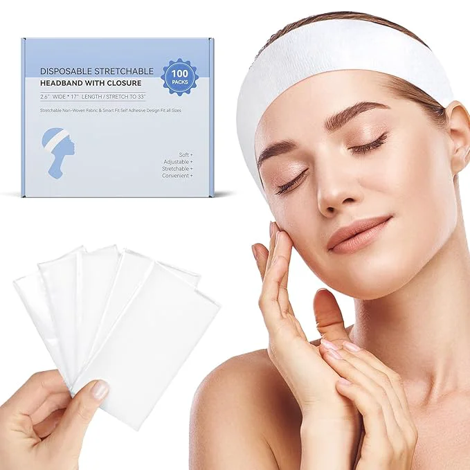Smart 100 Count Disposable Headbands for Spa Headband for Washing Face Individually Next-Generation