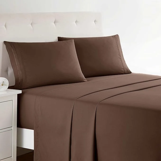 Certified Clara Clark Bed Sheets Premier 1800 Series 4 Piece Bed Sheet Set Deep Pocket Wrinkle Fade Stain Resistant Luxury Soft Bedding Sheets amp Pillowcases Twin Chocolate Brown Pure