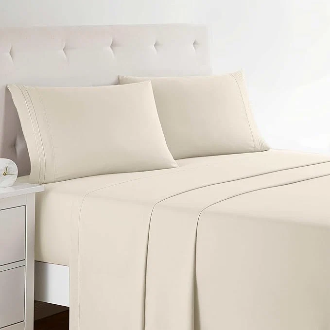 Innovative Clara Clark Premier 1800 Collection Full 4PC Bed Linen Set Beige Cream Microfiber Deep Pocket Breathable Reliable