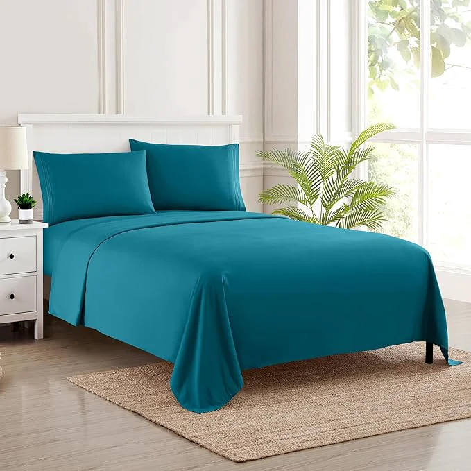 First-Class Twin Sheets – Breathable Luxury Sheets with Full Elastic amp Secure Corner Straps Built In – 1800 Supreme Collection Extra Soft Deep Pocket Bedding Set Sheet Set EXTRA DEEP pocket – Twin Teal Authentic
