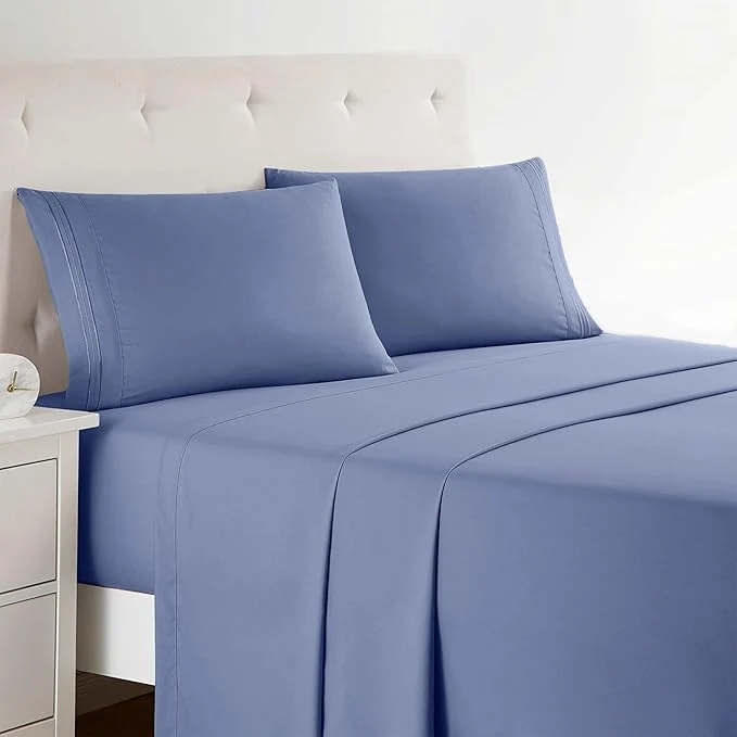 Quality Clara Clark Bed Sheets Premier 1800 Series 4 Piece Bed Sheet Set Deep Pocket Wrinkle Fade Stain Resistant Luxury Soft Bedding Sheets amp Pillowcases Full Steel Blue Dependable