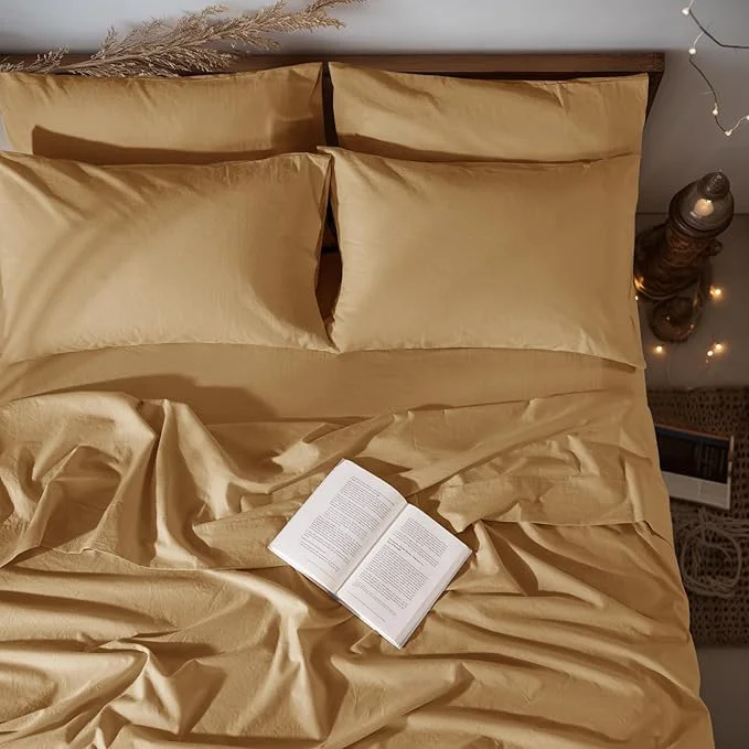 Authentic LBRO2M Pure Linen Sheet Set Deep Pocket Up to 16 quot Bed Sheets Sets Natural Flax Beddings Soft Breathable Comfortable for All Seasons 6 Pcs Sheet Set King Size Rust Elite