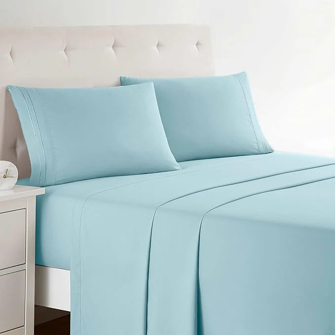 Excellent Clara Clark Bed Sheets Premier 1800 Series 4 Piece Bed Sheet Set Deep Pocket Wrinkle Fade Stain Resistant Luxury Soft Bedding Sheets amp Pillowcases Split King Light Blue Aqua Optimized