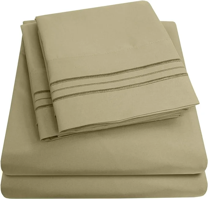 Fast 1500 Supreme Collection Extra Soft Split King Sheets Set Sage – Luxury Bed Sheets Set with Deep Pocket Wrinkle Bedding Over 40 Colors Split King Size Sage Elegant