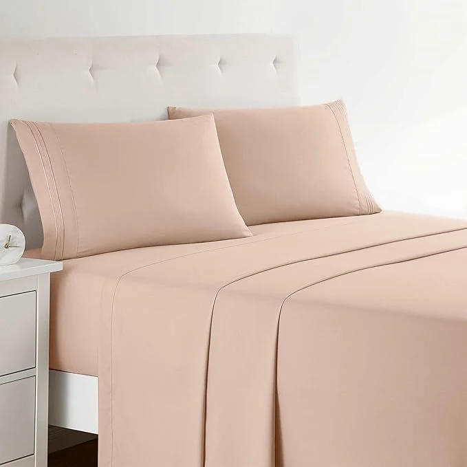 Sustainable Clara Clark Full XL Bed Sheet Set – Wrinkle Fade Stain Resistant Deep Pocket Sheets – Luxury Soft Bedding Sheets amp Pillowcases Full XL Peach Comfortable