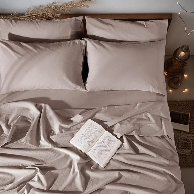 Luxury LBRO2M Pure Linen Sheet Set Deep Pocket Up to 16 quot Bed Sheets Sets Natural Flax Beddings Soft Breathable Comfortable for All Seasons 6 Pcs Sheet Set Full Size Mauve Desert Specialty