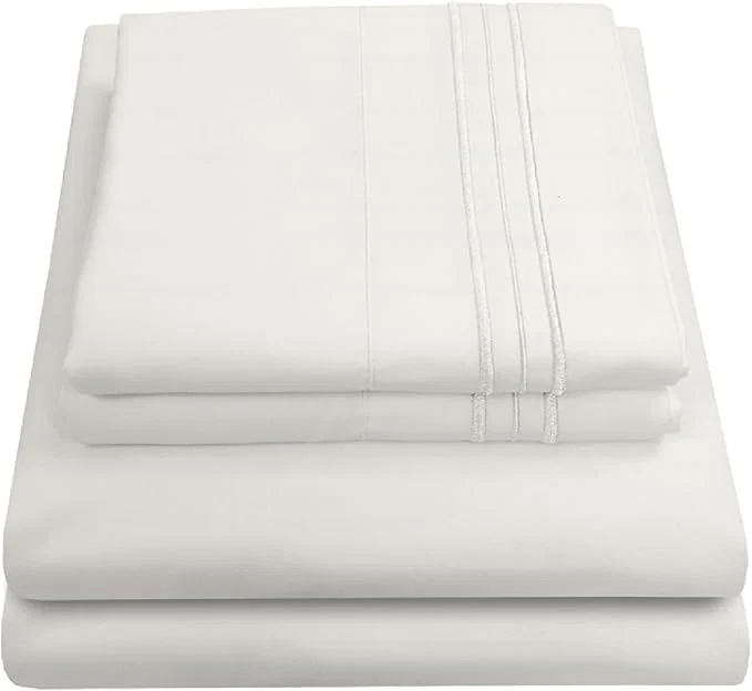 Original Design 1800 Thread Count Sheet Set – Soft Egyptian Quality Brushed Microfiber Sheets – Luxury Bedding Set with Flat Sheet Fitted Sheet Pillow Cases King Ivory Sheet Set