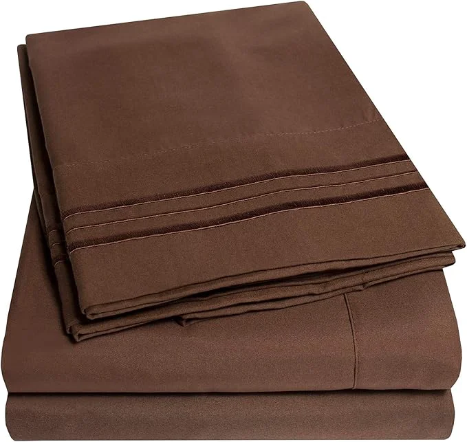 Practical 1500 Supreme Collection Extra Soft Split King Sheets Set Brown – Luxury Bed Sheets Set with Deep Pocket Wrinkle Bedding Over 40 Colors Split King Size Brown Versatile