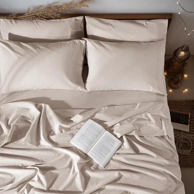 World-Class LBRO2M Pure Linen Sheet Set Deep Pocket Up to 16 quot Bed Sheets Sets Natural Flax Beddings Soft Breathable Comfortable for All Seasons 6 Pcs Sheet Set Cal King Size Linen