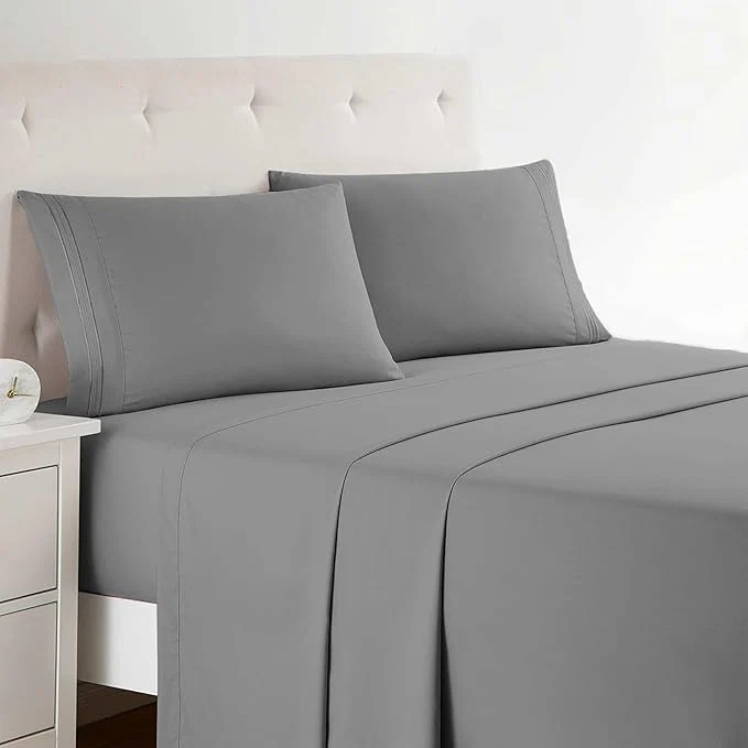 Recyclable Clara Clark Full XL Bed Sheet Set – Wrinkle Fade Stain Resistant Deep Pocket Sheets – Luxury Soft Bedding Sheets amp Pillowcases Full XL Frost Gray Powerful