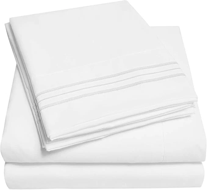 Advanced 1500 Supreme Collection Extra Deep Pocket Sheets Set – Luxury Soft Bed Sheets Wrinkle Bedding Over 40 Colors 21 inch Extra Deep Pocket Queen White Specialty