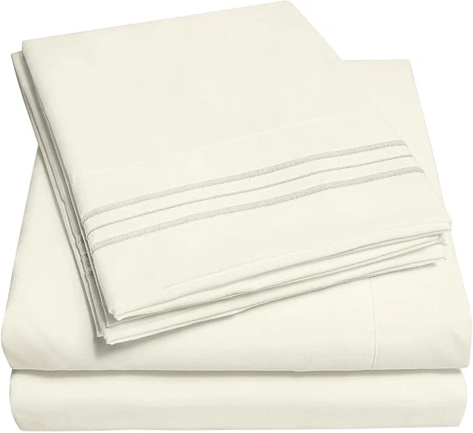 Elite RV Queen Bed Sheets – Breathable Luxury Sheets with Full Elastic amp Secure Corner Straps Built In – 1800 Supreme Collection Extra Soft Deep Pocket Bedding Set Sheet Set RV Short Queen Ivory Functional