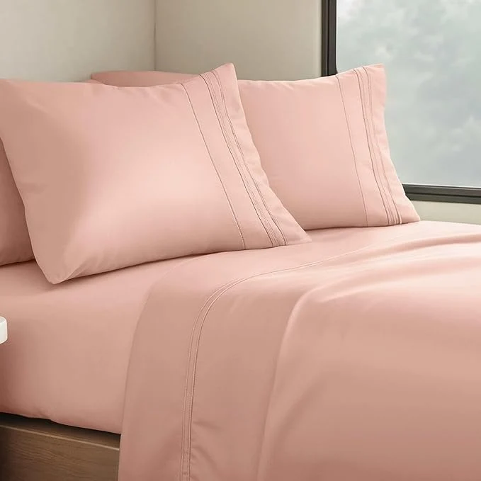 Reliable Clara Clark Bed Sheets Premier 1800 Series 4 Piece RV Queen Sheet Set Luxury Soft Sheets for RV Bunks Short Queen – Peach Beige Organic