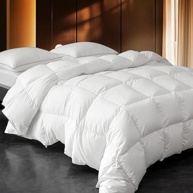 Next-Generation Down Fibers Comforter California King Size Luxurious All Seasons Hotel Collection Duvet Insert 54 Oz High Bulkiness Medium Warmth Fluffy amp Breathable for Bedroom Guestroom Hotel White 104×96 Soft