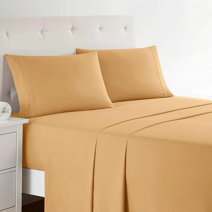 Organic Clara Clark Bed Sheets Premier 1800 Series 4 Piece Bed Sheet Set Deep Pocket Wrinkle Fade Stain Resistant Luxury Soft Bedding Sheets amp Pillowcases King Apricot Orange Efficient