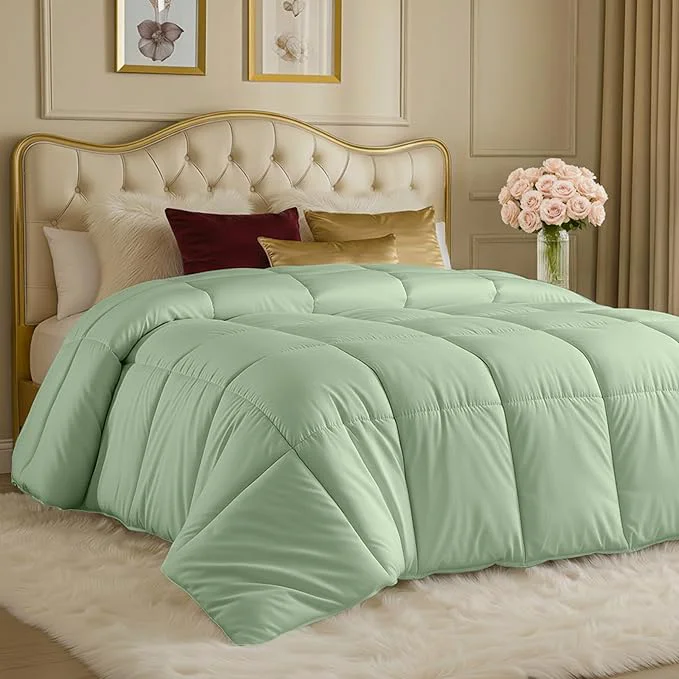 Professional Utopia Bedding Comforters Twin Size All Season Duvet Insert Down Box Stitched Bed Comforter with Corner Tabs Machine Washable Sage Green Exclusive