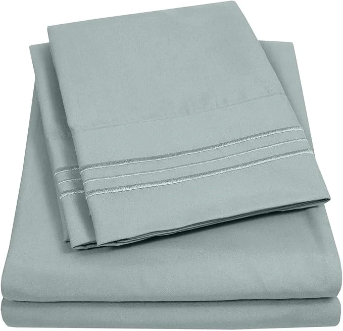 Advanced Twin XL Size Sheet Set with Built-in Sheet Straps – Deep Pocket Fitted Sheet Flat Sheet amp Pillowcases – Soft Wrinkle- Secure Fit – Slate Official
