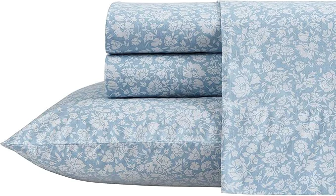 Healthy Laura Ashley – Queen Sheets Cotton Percale Bedding Set Lightweight amp Breathable Home Decor Heirloom Ditzy Blue Queen Effective