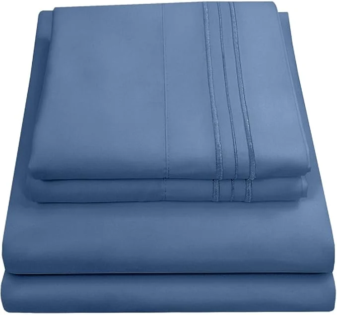 Clean Queen Size Bed Sheets – Breathable Luxury Sheets with Full Elastic amp Secure Corner Straps Built In – 1800 Supreme Collection Extra Soft Deep Pocket Bedding Set Sheet Set Queen Denim Responsible