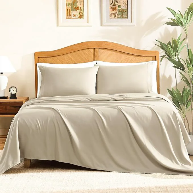 Detailed ClevaHome Sheet Set Full Size 4-Piece Bedding Lightweight amp Super Soft Easy Care Microfiber– Shrinkage amp Fade Resistant Bedding Set with 14 39 39 Deep Pockets Sandy Beige Advanced