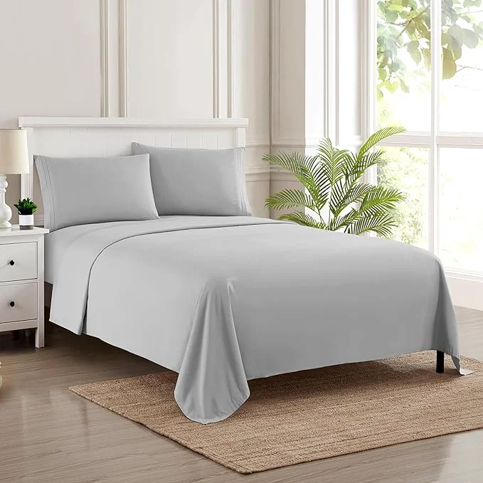 High-Performance Queen Size Bed Sheets – Breathable Luxury Sheets with Full Elastic amp Secure Corner Straps Built In – 1800 Supreme Collection Soft Deep Pocket Bedding Sheet Set EXTRA DEEP pocket – Queen Silver Professional
