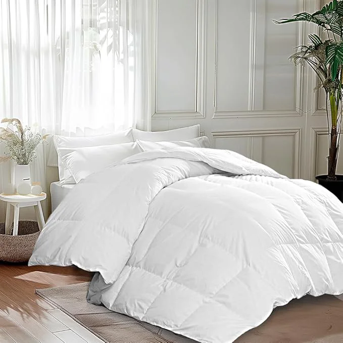Exclusive Martha Stewart Luxurious Goose Feathers Down Fiber Comforter Twin Size Cotton Duvet Insert Hotel Quality Hypoallergenic Comforter 43 oz All Seasons Medium Warmth 68 x 90 Inch White Reliable