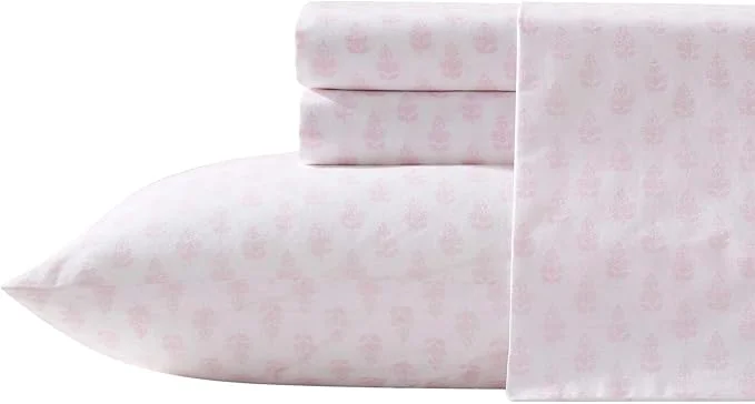 Fine Crafted Laura Ashley – Twin Sheet Set Crisp amp Cool Sheets w a Naturally Smooth Cotton Percale Feel Deep Pocket Bed Sheets with Matching Pillowcase amp Fitted Sheet Francesca Pink High-Quality