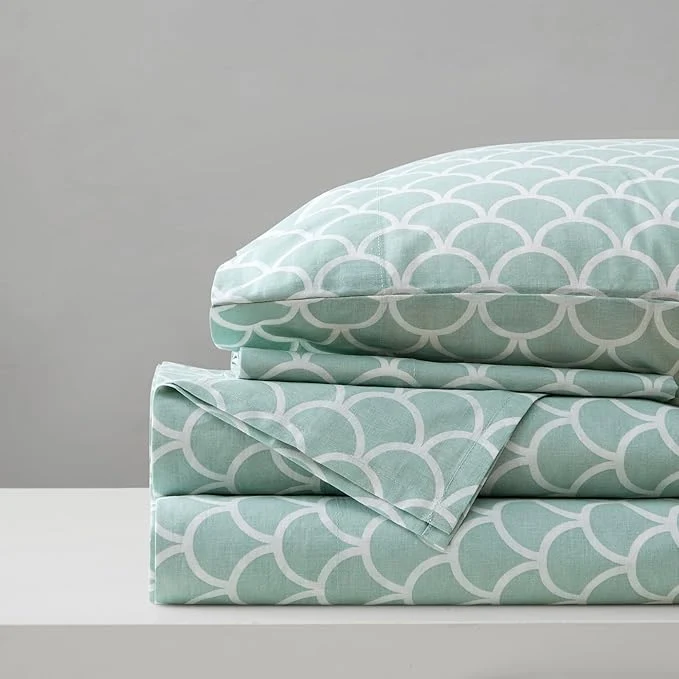 Relaxed Comfort Spaces Cotton Sheet Set Breathable Lightweight Soft with 14 quot Elastic Pocket Fits up to 16 quot Mattress All Season Cozy Bedding Matching Pillow Case Queen Scales 4 Piece Long-Lasting