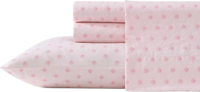 Convenient Laura Ashley – King Sheets Cotton Percale Bedding Set Lightweight amp Breathable Home Decor Scallop Dollop Pink King Clean