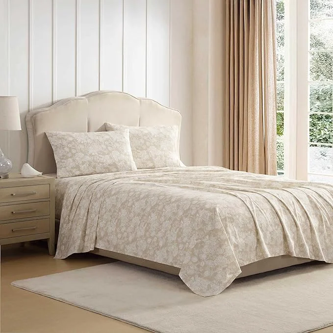 Responsible Laura Ashley – King Sheet Set Crisp amp Cool Cotton Percale Bedding with Deep Pockets Lightweight for Year Round Comfort Bed Sheets with Matching Pillowcases Meredith Brown Convenient