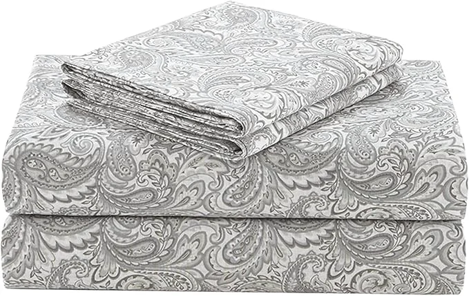 Refined Comfort Spaces Cotton Sheets King Breathable Naturally Cool Cotton Sheets Soft Cotton Bed Sheets with 14 quot Elastic Pocket Fits up to 16 quot Mattress All Seasons Sheet Set Paisley Multi 4 Piece Smooth
