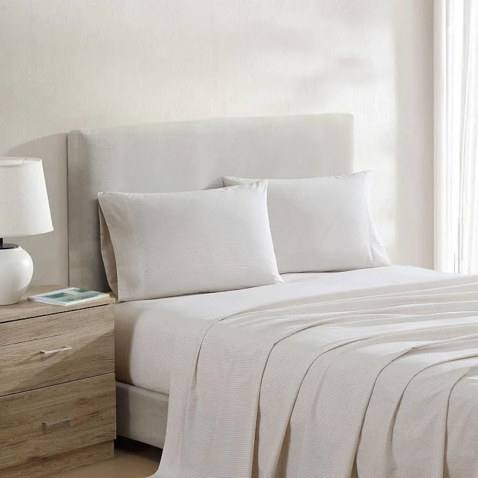Verified Nautica – Full Bed Sheets Lightweight Cotton Percale Bedding Set with Matching Pillowcases Crisp amp Cool Oeko-Tex Penny Pinstripe Brown Original