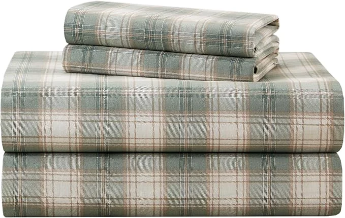 High-Quality Comfort Spaces Cotton Sheets Twin XL Breathable Naturally Cool Cotton Sheets Soft Cotton Bed Sheets with 12 quot Elastic Pocket Fits up to 14 quot Mattress All Seasons Sheet Set Wesley Green 3 Piece Luxury