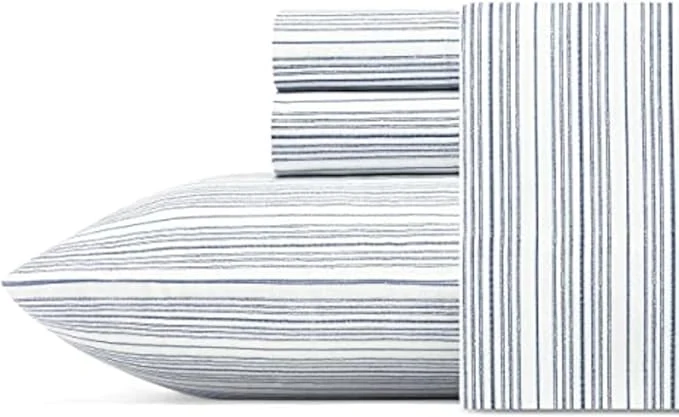 Crafted Nautica – King Size Sheets Cotton Percale Bedding Set Crisp amp Cool Coastal Home Decor Beaux Stripe Navy King Fast