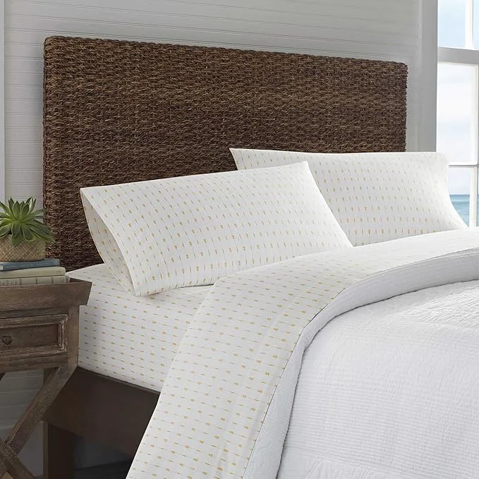 Tommy Bahama - King Sheets Cotton Percale Bedding Set Crisp amp Cool Stylish Bedding Set Pineapple Pinstripe Yellow King Selected