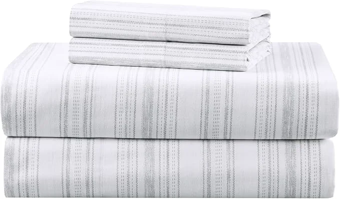 Consistent Comfort Spaces Cotton Sheets Twin XL Breathable Naturally Cool Cotton Sheets Cotton Bed Sheets with 12 quot Elastic Pocket Fits up to 14 quot Mattress All Seasons Sheet Set Good Vibes Grey 3 Piece Lightweight