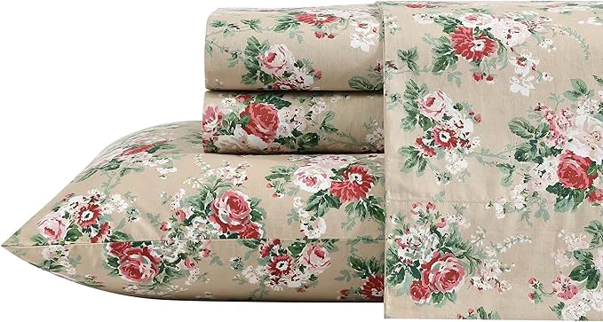 High-Performance Laura Ashley – Full Sheets Cotton Percale Bedding Set Lightweight amp Breathable Home Decor Ashfield Beige Full Crafted